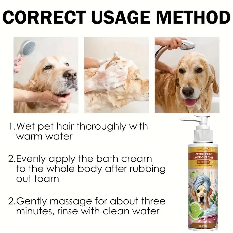 Pet Shampoo - Neutral Deep Cleansing Pet Bathing with Fresh Fragrance, Moisturizing, Removing Odor, Suitable for Cats and Dogs, Keeping Clean Hair, Smooth and Shiny Qme