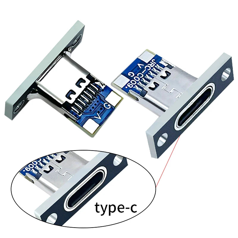 5Pcs USB 3.1 Type C Socket With Screw Fixing Plate Type-C USB Jack 3.1 Type-C 2Pin 4Pin Female Connector Jack Charging Port Qme