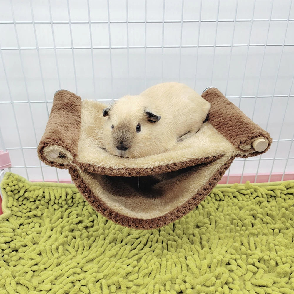 Guinea Pigs Hamster Warm Hammock Honey Possum Squirrel Hanging Nest Bed Gold Silk Bear Chinchillas Jumping Pet Toy Qme Coffee color