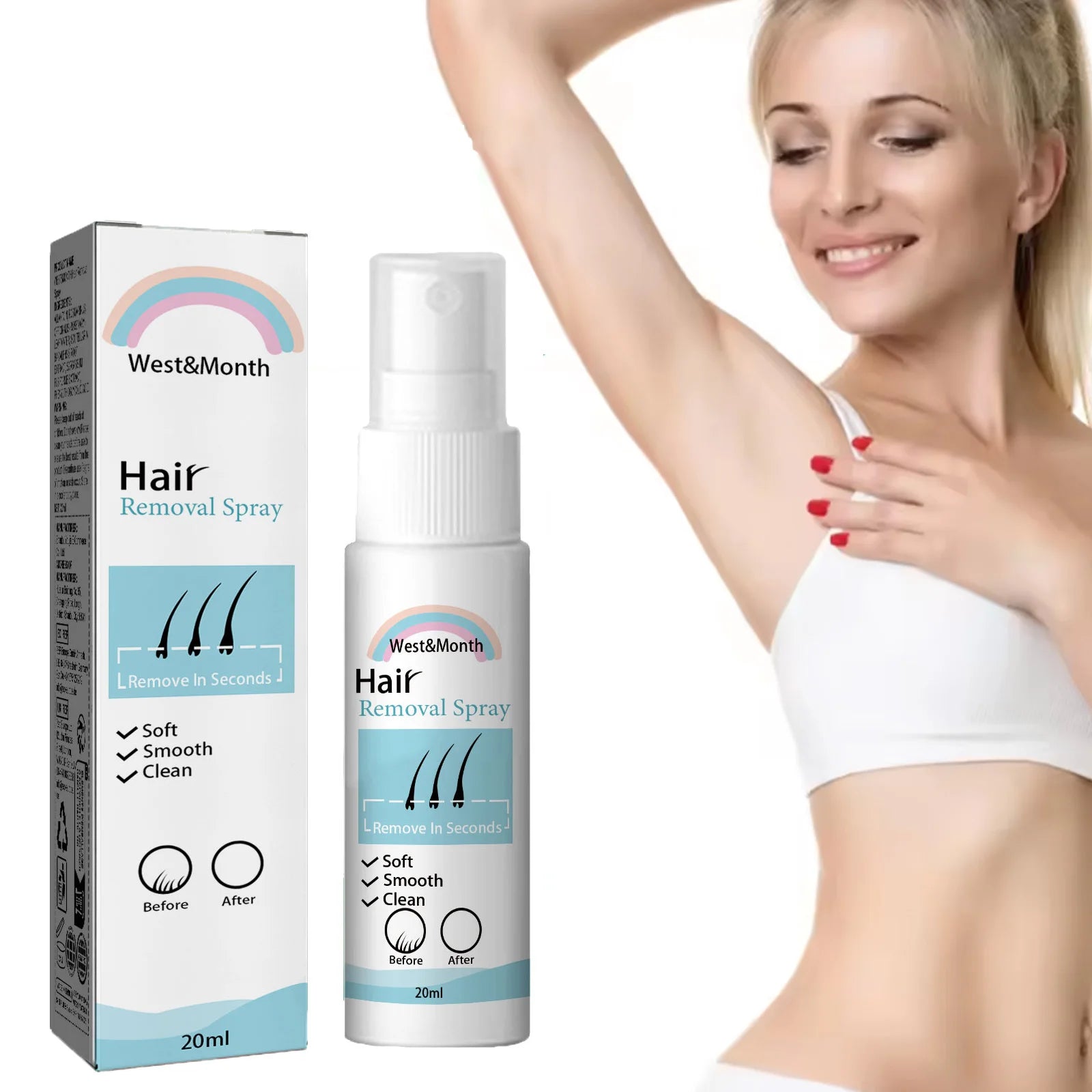 Hair Removal Spray Hair Growth Inhibitor Natural Painless Depilatory Spray Body Armpit Private Parts Hair Remover for Smooth Ski Qme
