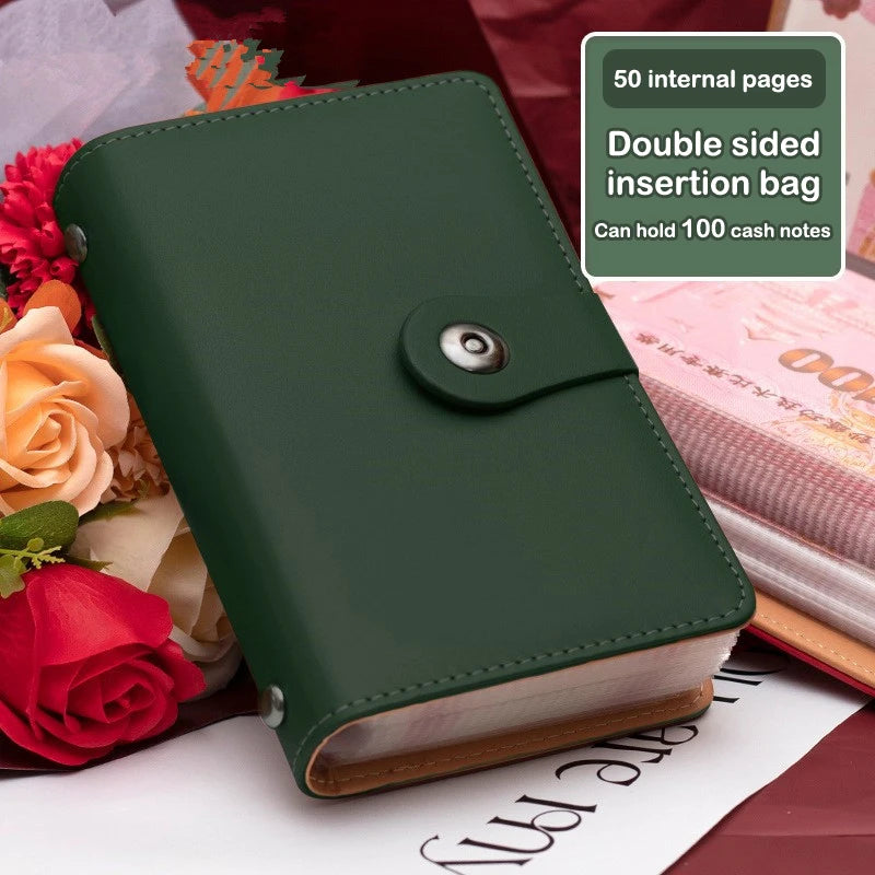 Banknote Storage Book Made Of PU Material, Can Hold 100 Banknotes, With Banknote Photos, Stamps, Bank Card Storage Book Qme L