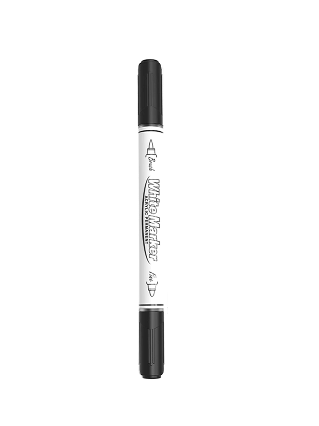 Black/White Dual Tip Acrylic Markers Pens , Premium Acrylic Paint Pens for Canvas, Stone, Glass, DIY Crafts Qme 1 black