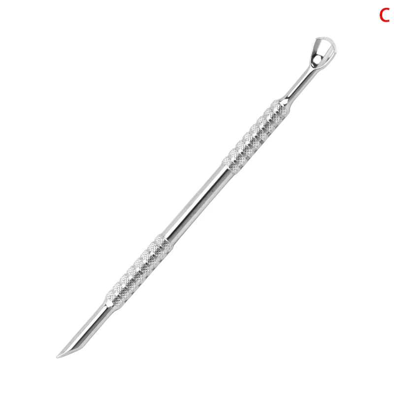 Stainless Steel Cuticle Pusher Dual Sided Shaped Double Ended Ingrown Qme C