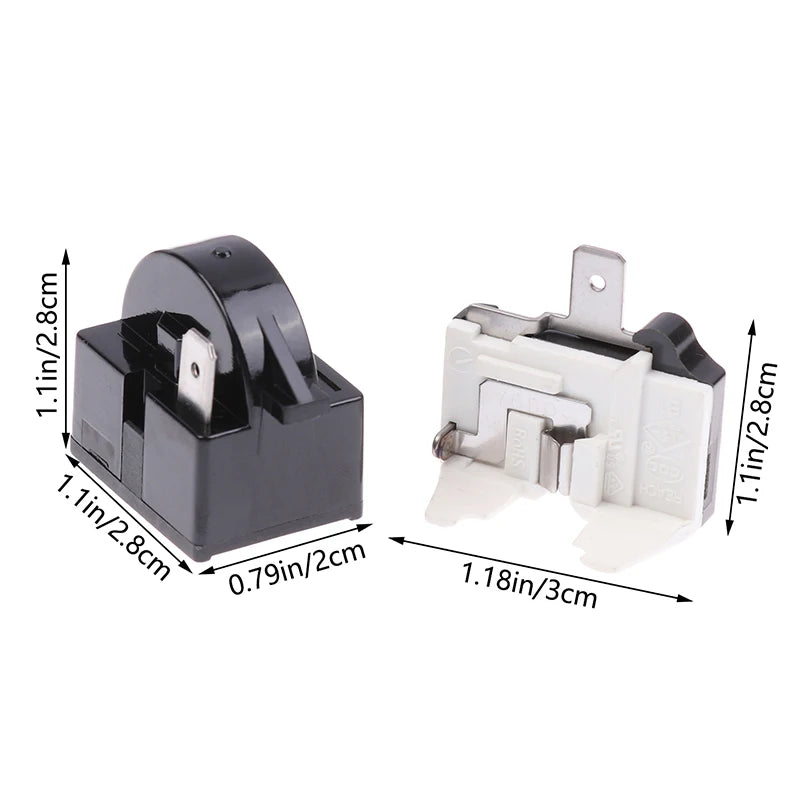 1Pc Refrigerator Compressor PTC Start Relay Refrigerator Starter Overload Protector 1/2 Pin 15 1/6H Replacement Protector. Qme