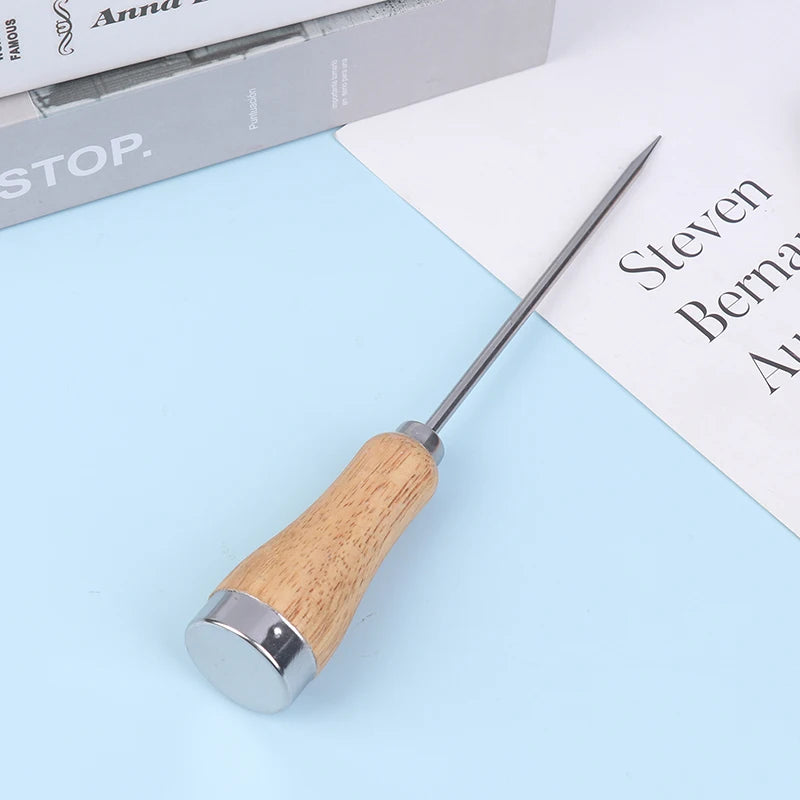 Ice Pick Icing Breaker Wooden Handle Stainless Steel Punch Crusher Qme