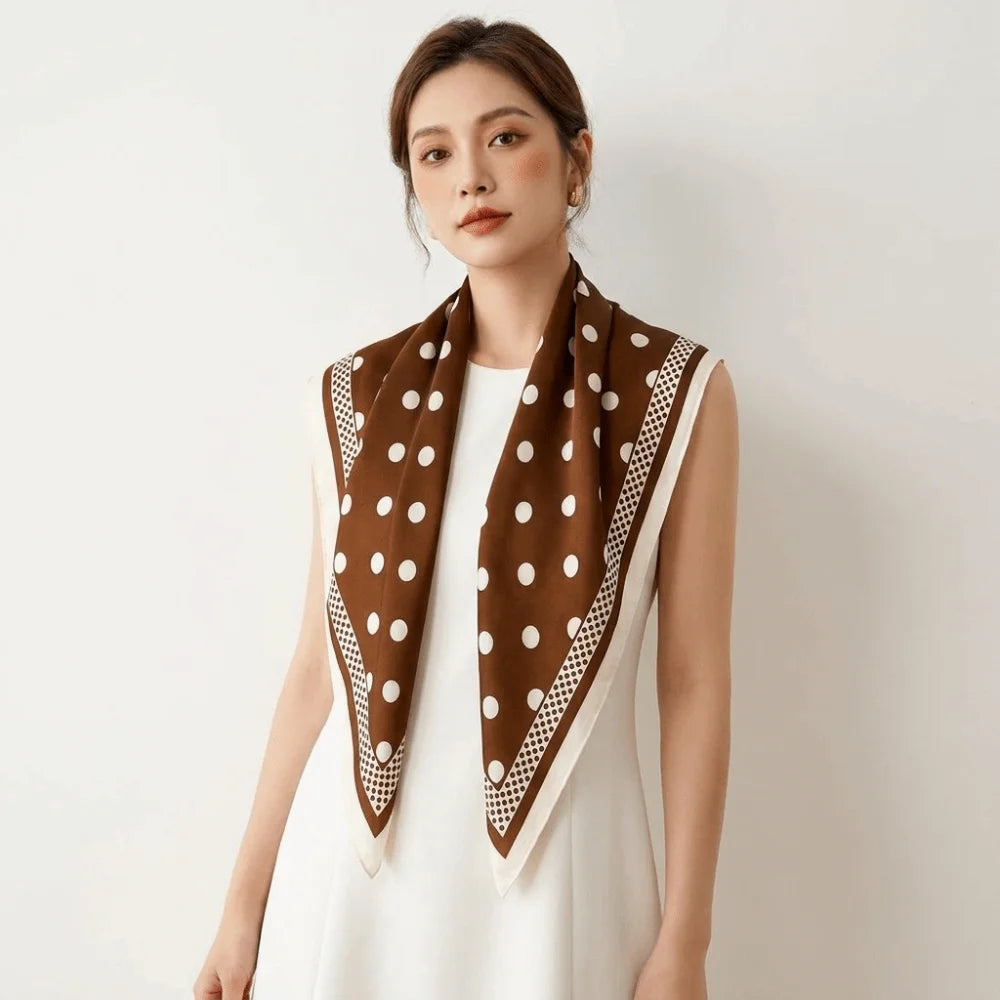 Vintage Printed Polka Dot Triangle Scarf Thin Polyester Jeans Waist Belt Versatile Bandana Imitation Silk Scarf Office Style Qme