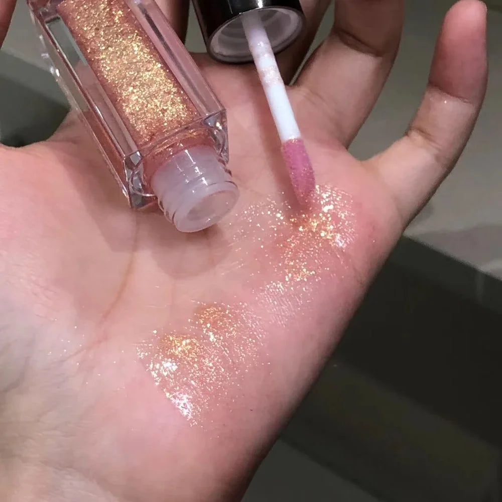  Multichrome Diamond Shimmer Lip Gloss Clear Glitter Metallic Pink Blue Orange Lip Stain Mirror-Shine Gloss 3D Sparkling Lips Qme