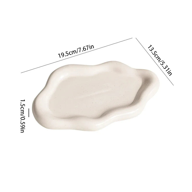 INS Cloud Shape Ceramic Plate Exquisite Ornaments Jewelry Dish Women Qme