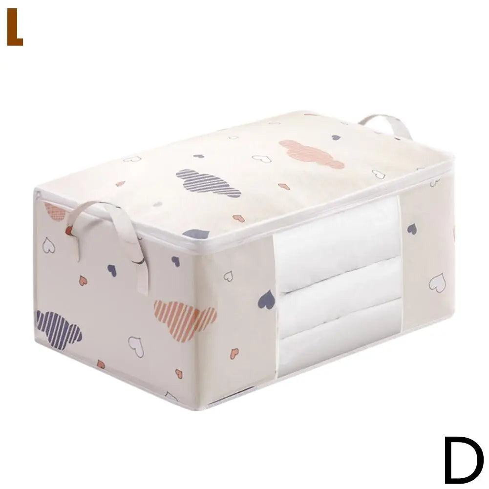 Large Capacity Clothes Storage Bag Organizer With Reinforced Handle Suitable For Blankets Bedding Foldable With Sturdy Zipper Qme white L