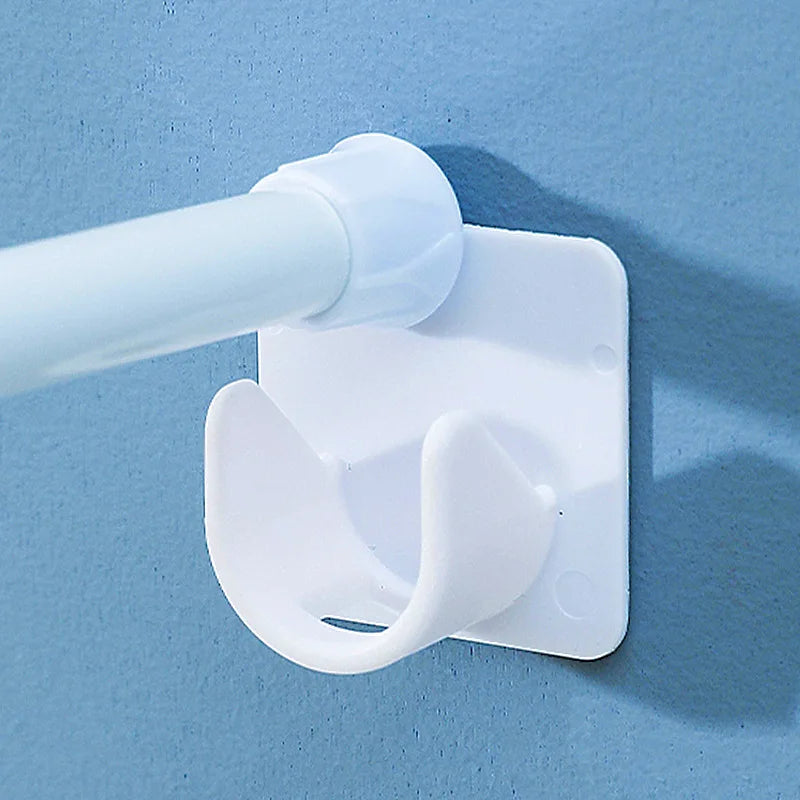 Adhesive Shower Curtain Rod Holder, Strong Secure Free Punch Paste Bracket Clip, Telescopic Rod Sticky Hook Qme