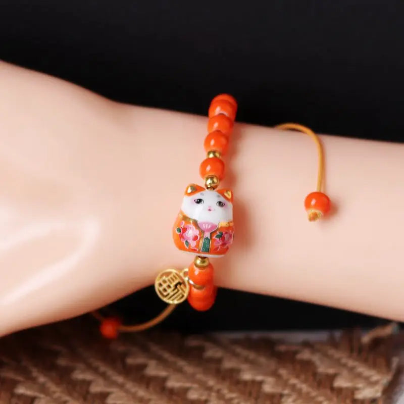 b03 Cat Bracelet For Girls Colorful Beaded Bracelets Harajuku Ceramics Anime Pendant Charm Bracelets Jewelry Gifts Wholesale Qme 3