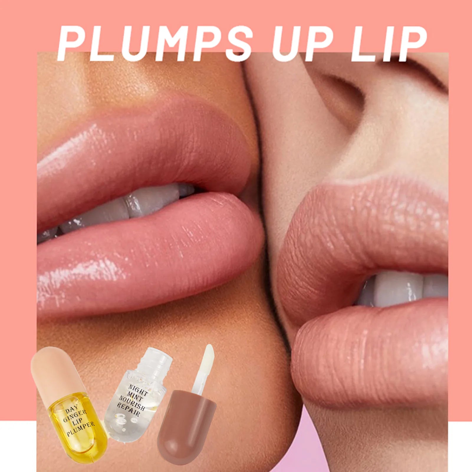 Natural Lip Plumper Daytime Night Use Ginger Mint Extracts Vitamin E Qme