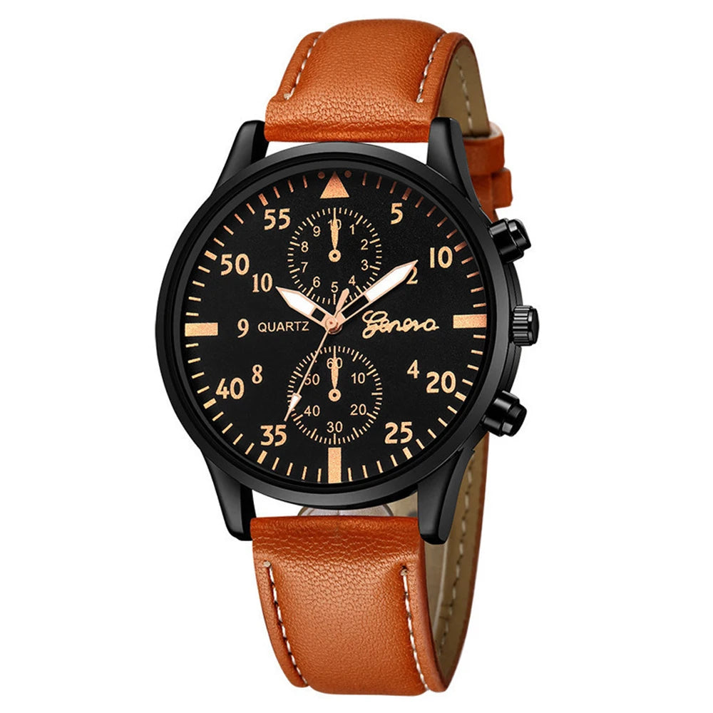 1pcs men's watch high-end Hong Kong style fashion watch quartz watch paired with 3pcs versatile and personalized bracelet set Qme