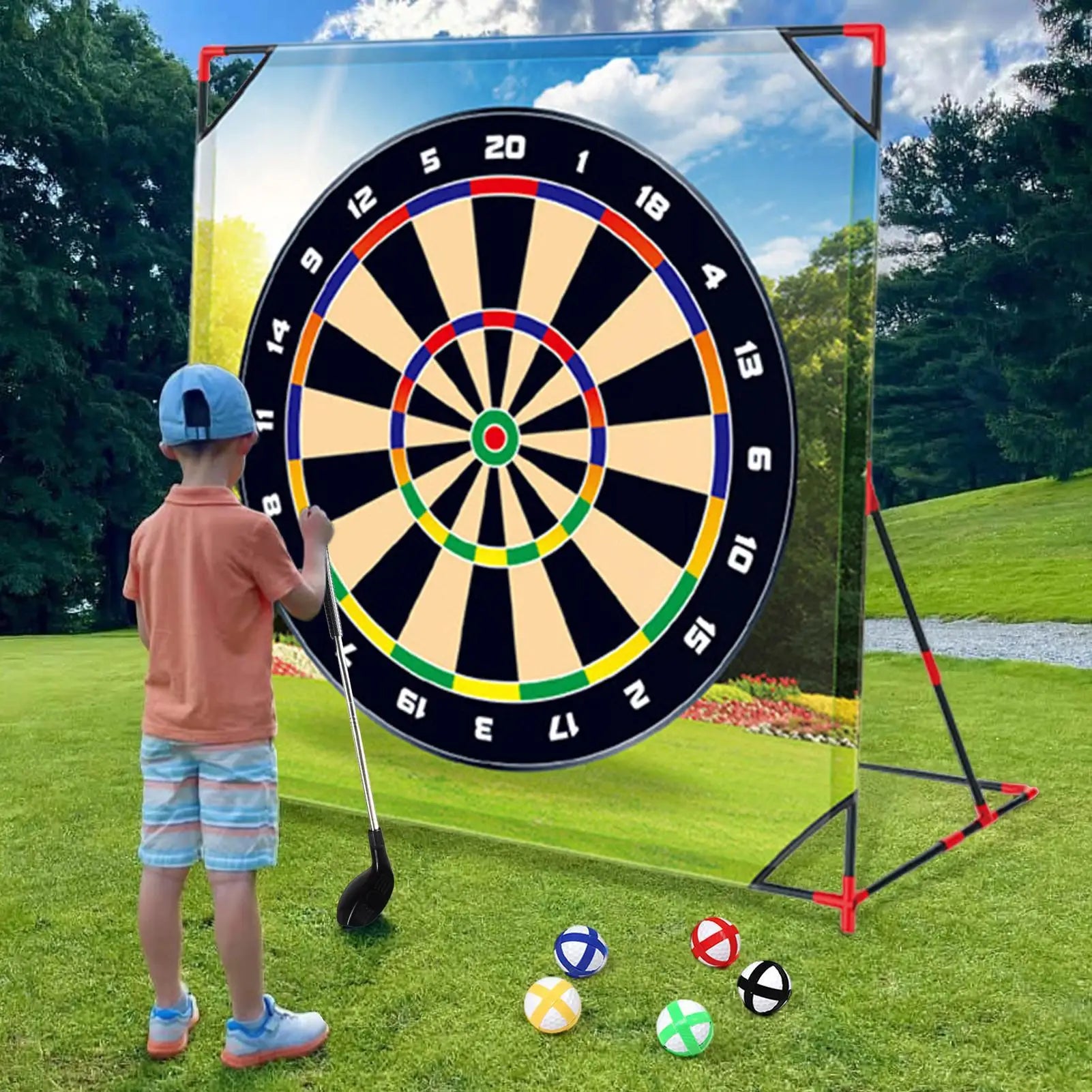 One Set Golf Battle Chipping Game Golf Hitting Mat Sports Activities Putting Practice Toy Swing Training Tool For Home Backyard Qme