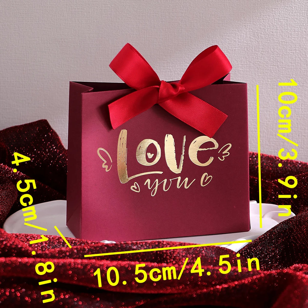 Set of 10 Elegant Mini Gift Boxes - “Love” Design for Candies, Chocolates and Small Gifts - Perfect for Weddings, Bridal Showers Qme