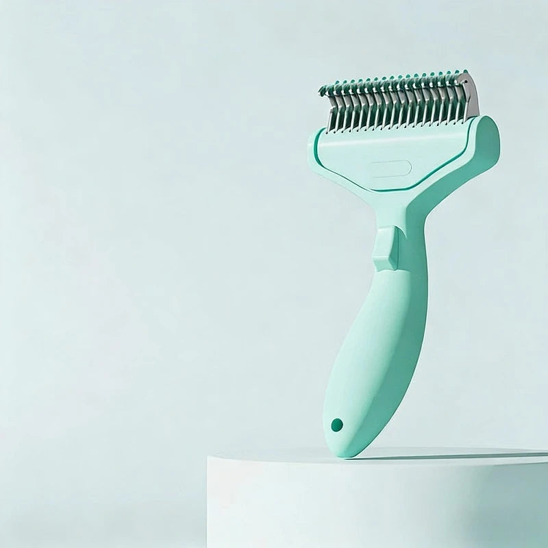 Pet Hair Removal Comb Curved Stainless Steel Teeth Dogs Cats Qme Green