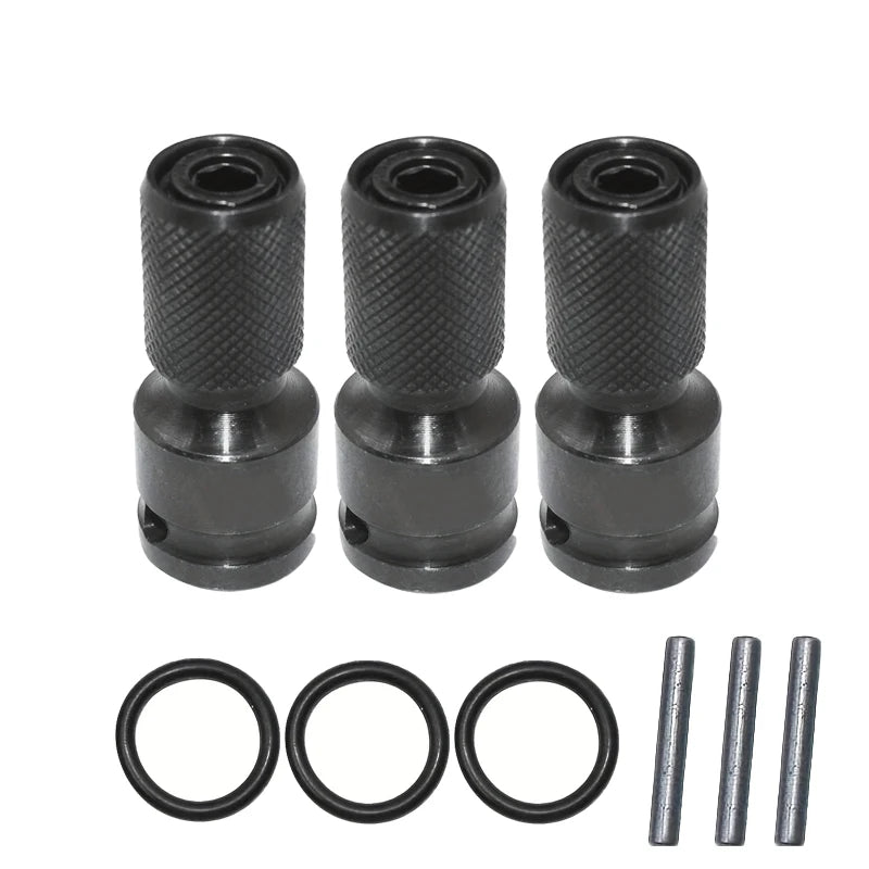 1/2 Square to 1/4 Hexagon Ratchet Sleeve Impact Wrench Sleeve Set Adapter Wrench Drive Converter Quick Release Tool Qme 3 set