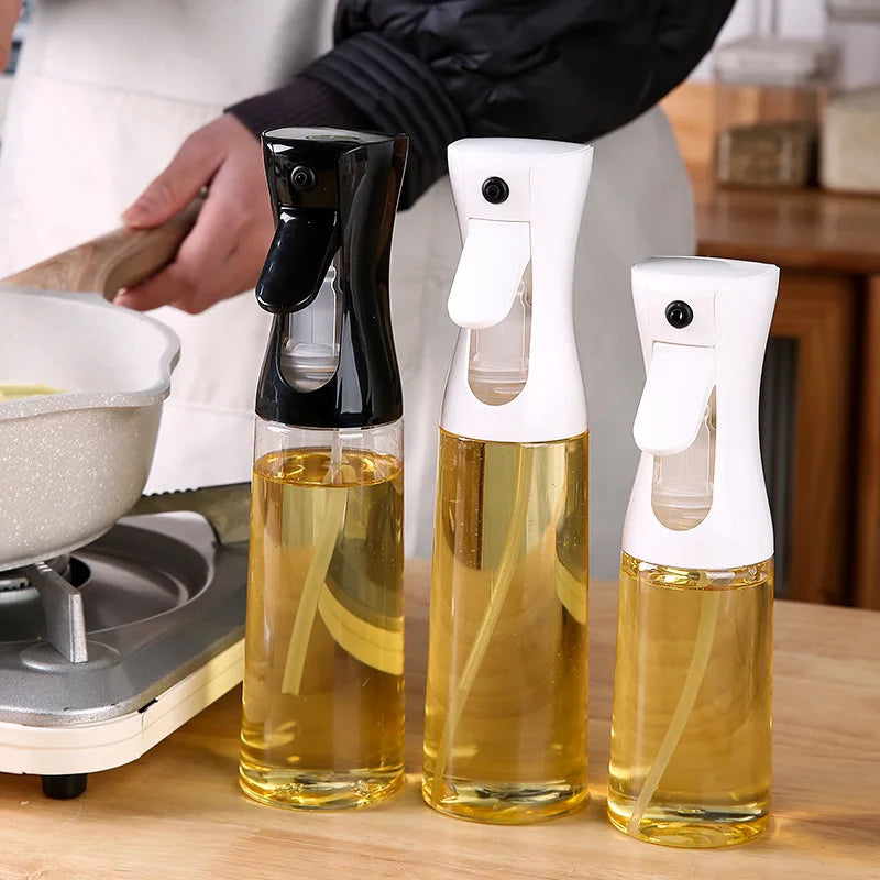 Oil Spray Bottle For Cooking Kitchen Olive Oil Sprayer For Camping BBQ Baking Vinegar Soy Sauce 200ml 300ml Kitchen Accessories Qme