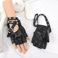 Black Sexy Bandage Rivet Gloves Personality Buckle Straps Punk Women Qme black