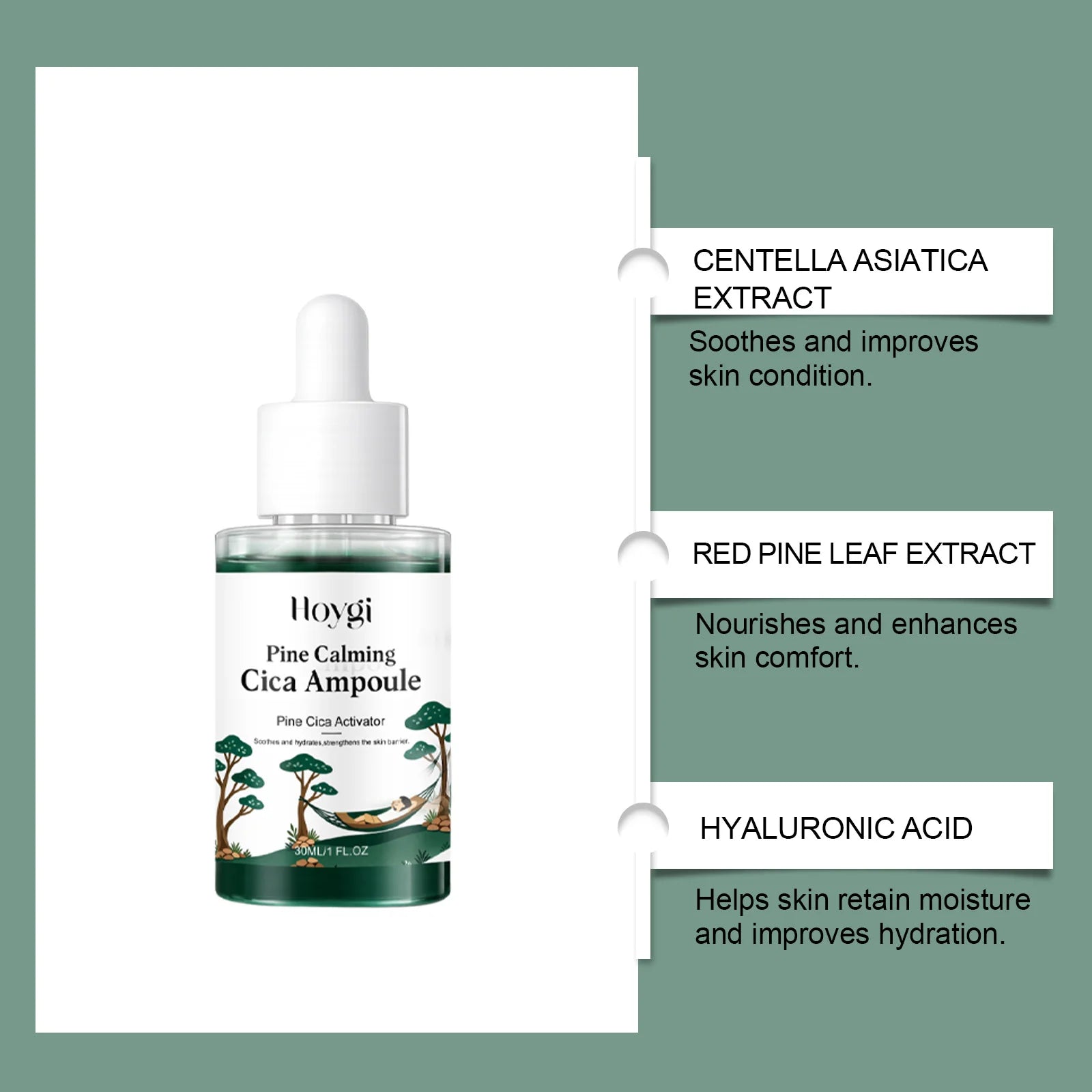Pine Calming Cica Ampoule Hydrating Soothing Serum Hyaluronic Acid Skin Barrier Strengthening Calming Moisturizing DailySkincare Qme