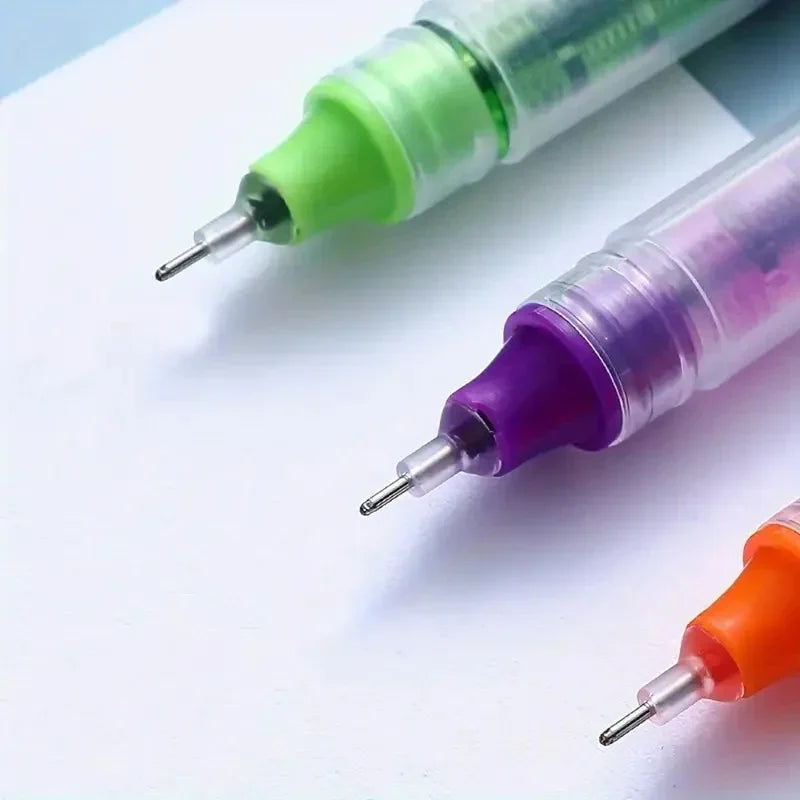 10PCS High Quality Needle Type Gel Pens Black Blue Red Ink Straight Liquid Pen Kawaii Stationery School & Office Supplies Qme