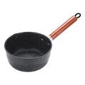 Non-Stick Sauce Pan Soup Pot with Pour Spout Milk Saucepan Wooden Handle Stick Proof Sauce Pan for Noodles Soups Hot Milk Qme Black