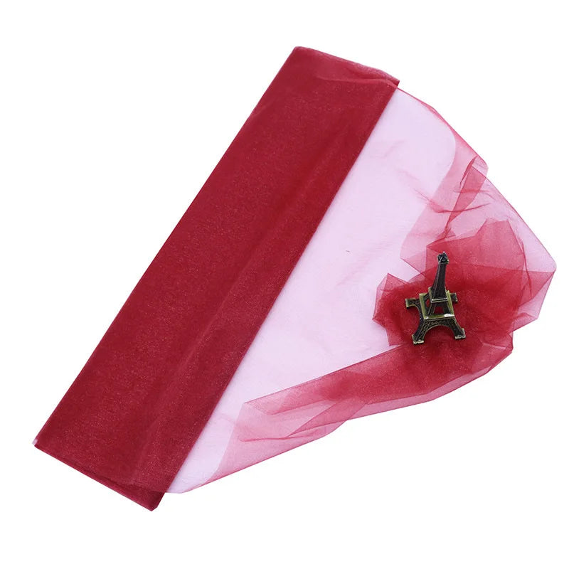 1PC 500cm*48cm gauze gauze wedding layout arch decoration garden party stairs chair back decoration organza Qme Wine red 48X1000CM