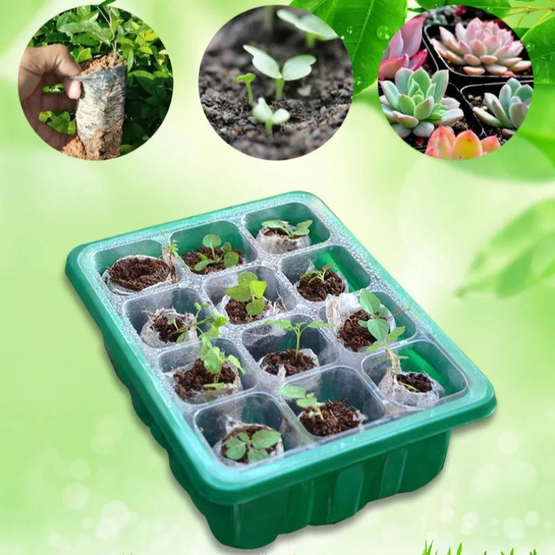 12 Hole Plastics Plant Pots Grow Box Seedling Gardening Sowing Tray Qme