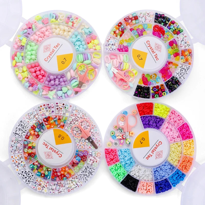 Clay Beads Bracelet Making Kit Seed Letter Alphabet DIY Art Craft Beads Kit with Charms for Jewelry Making Crafts Gifts 8 Styles Qme