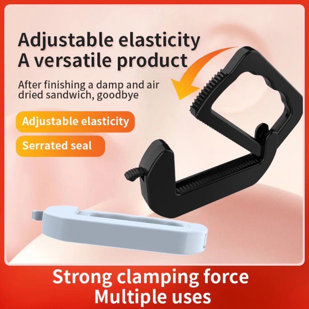Reusable Food Bag Sealing Clips, Plastic Snack Bag Sealer Clips, Adjustable Kitchen Bag Sealers,, Black/White/Blue/Pink Qme