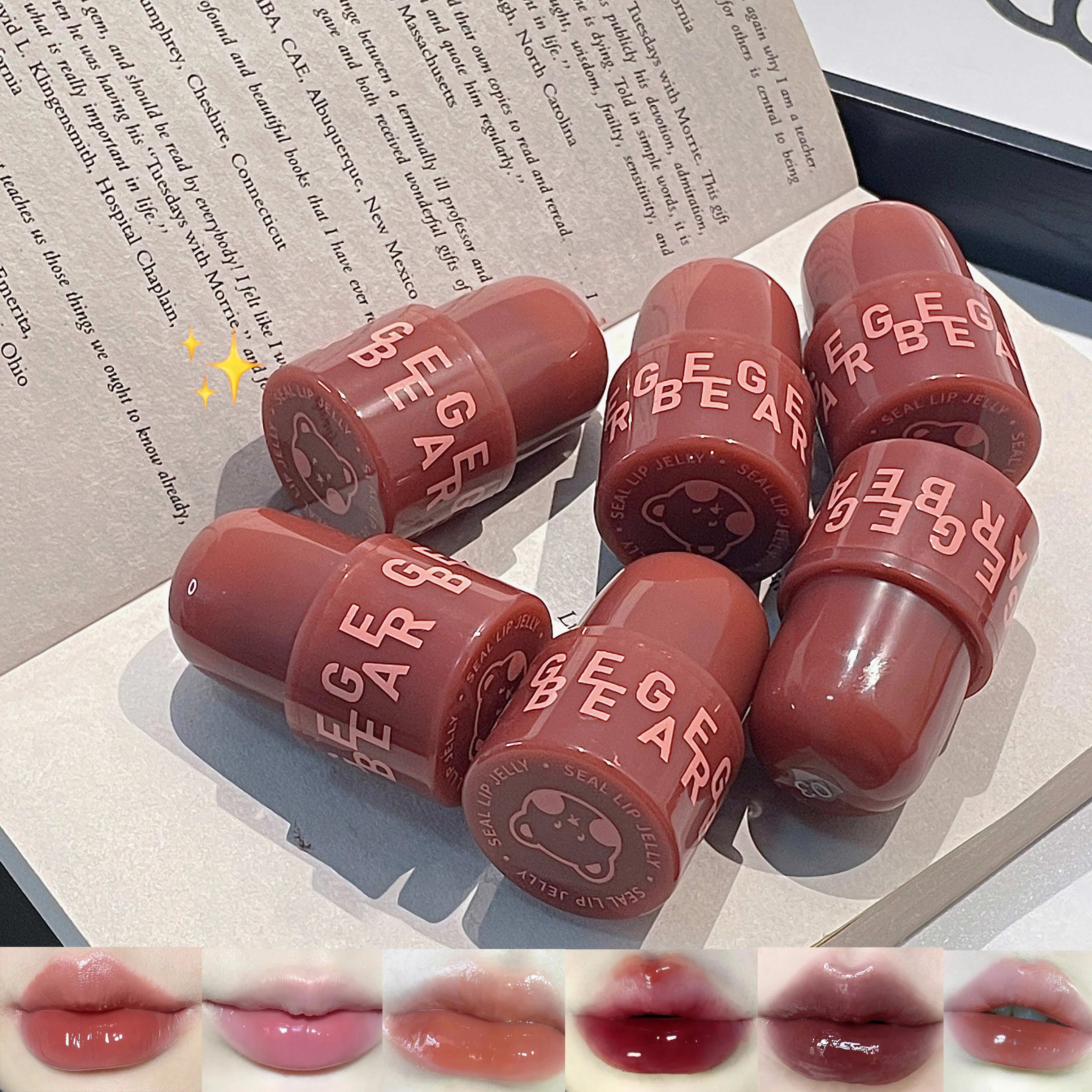 Gege Bear Jelly Lip Glaze Long-lasting Makeup Waterproof Gloss Qme
