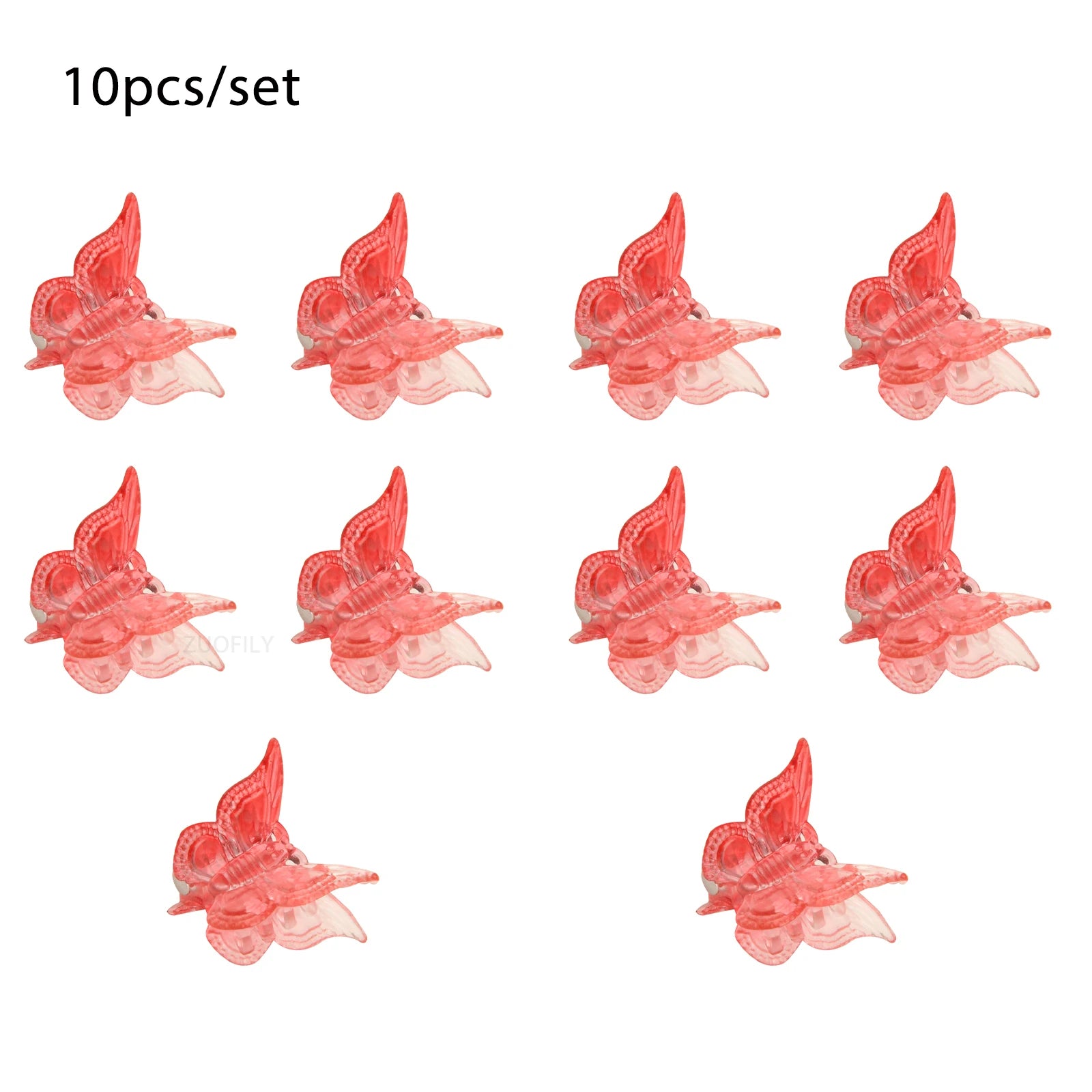 10Pcs Colorful Butterfly Hair Clips Grip Claw Barrettes Mini Gradient Color Hairpin Hair Styling Accessories Tool for Girls Qme Red