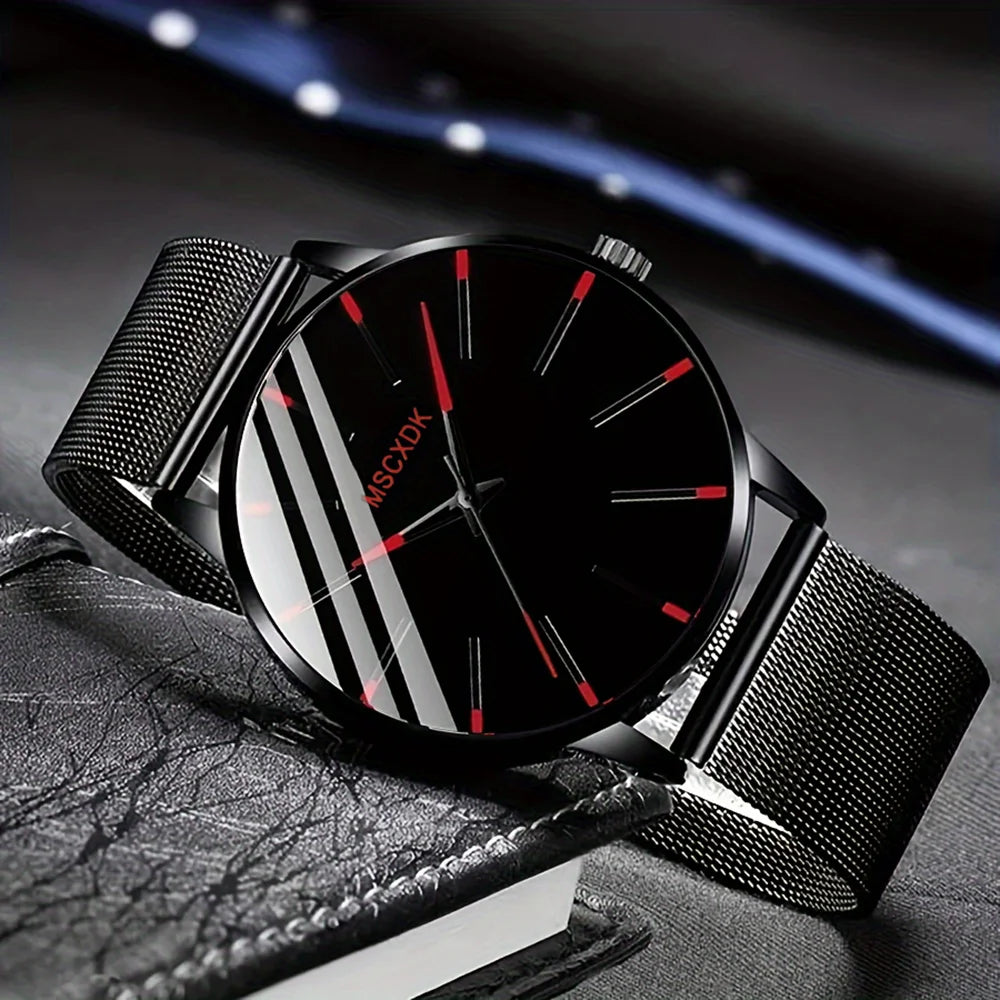 2 men's fashionable and casual round quartz watches and 3 pieces of jewelry, perfect gifts for daily wear and gift occasions. Qme