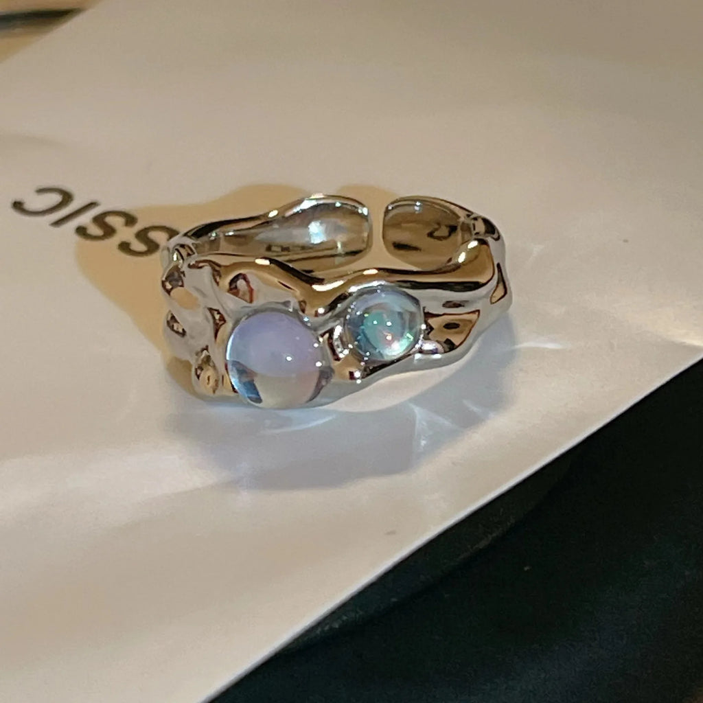 Kpop Europe America Aesthetic Irregular Design Gem Ring for Fashion Women Wedding Luxury Banquet Anniversary Vintage Jewelry Qme