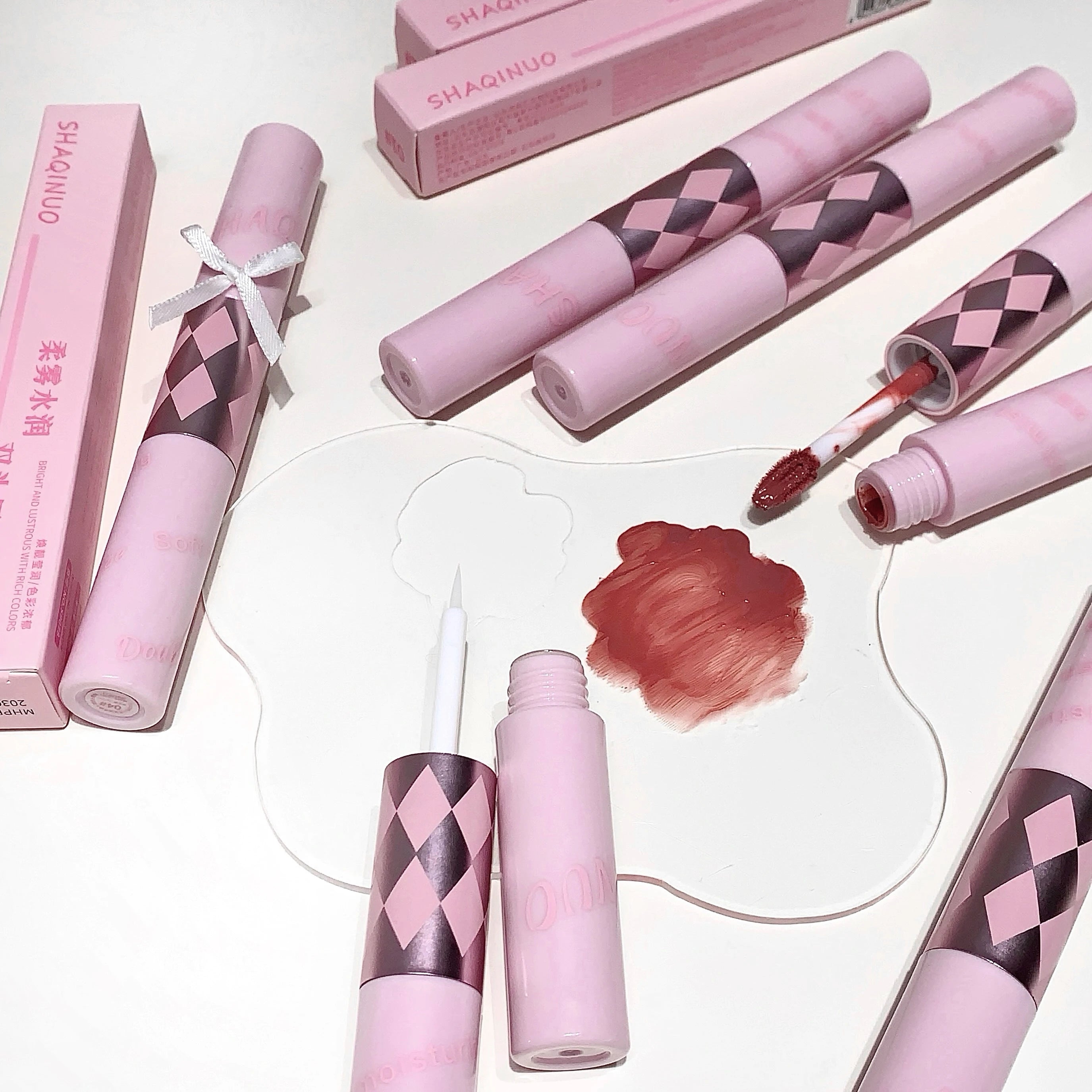 SHAQINUO Double End Lip Glaze Full Gloss Mirror Matte Velvet Long Qme