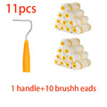 10 paint roller sets and 1 handle, 4 inches, paint roller tool set, metal, plastic, fabric material Qme 11pcs