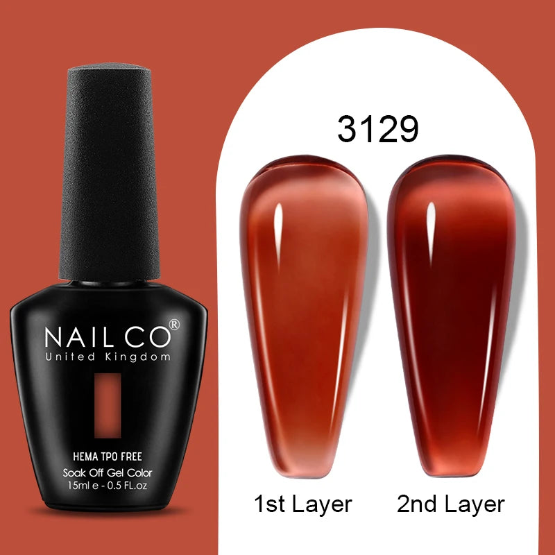 Nailco Jelly Gel Nail Polish Transparent Varnishes 44 Colors Red Pink