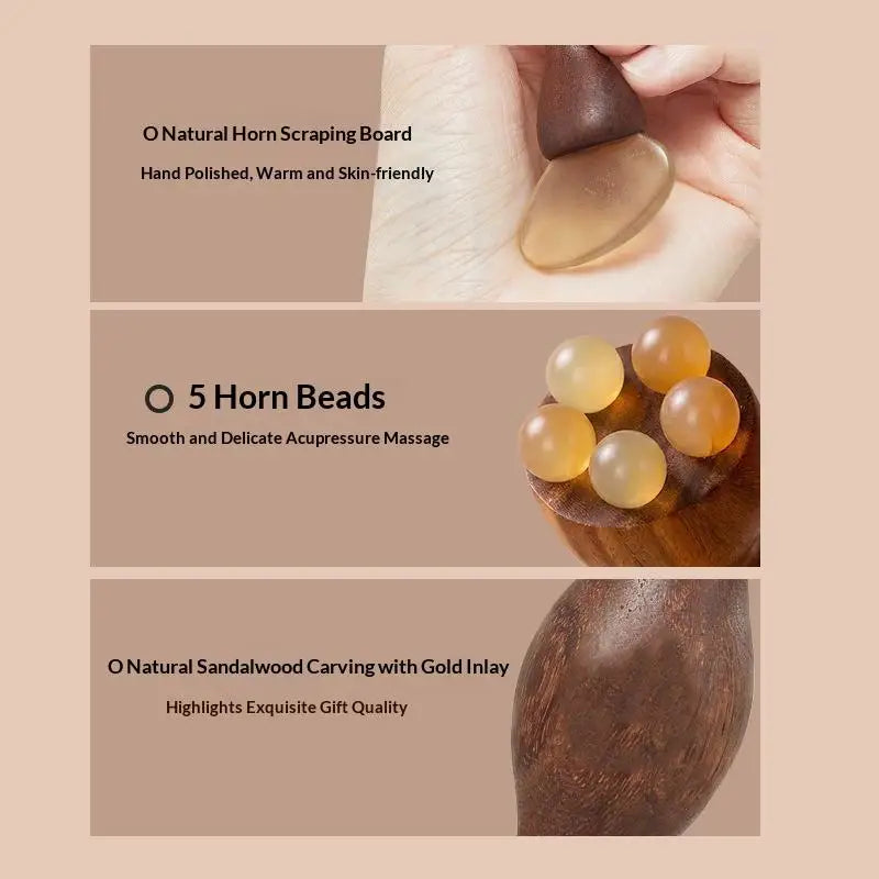 Facial Gua Sha Massage Tool Lotus Seedpod Brass Bead Rosewood Qme