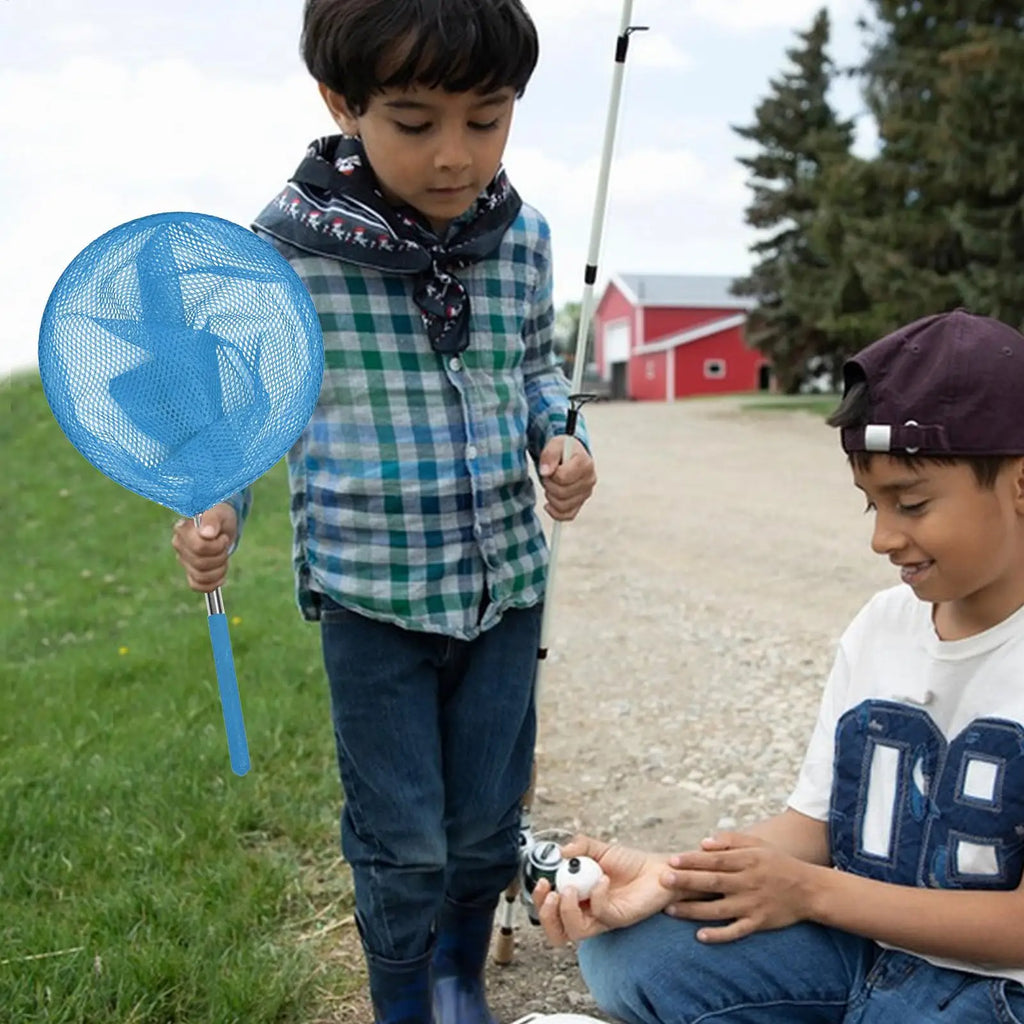 Kids Fishing Net Stainless Steel Telescopic Anti Slip Small Catcher Frog Catching Net for Beach Aquarium Pool Outdoor Games Qme