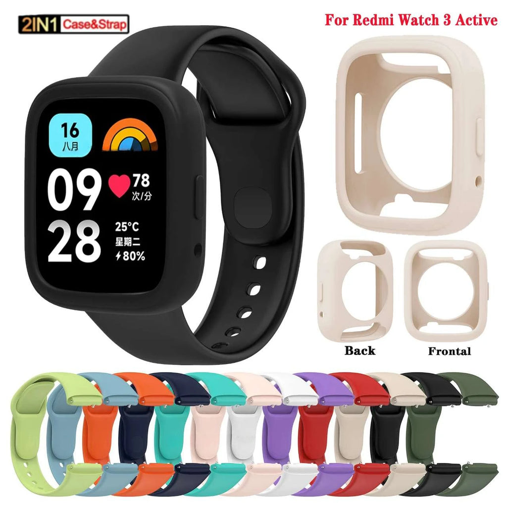 Official same model Silicone Strap For Redmi watch 3 Active Bracelet Wristbands+Protective Cover for Xiaomi Redmi watch 3 band Qme