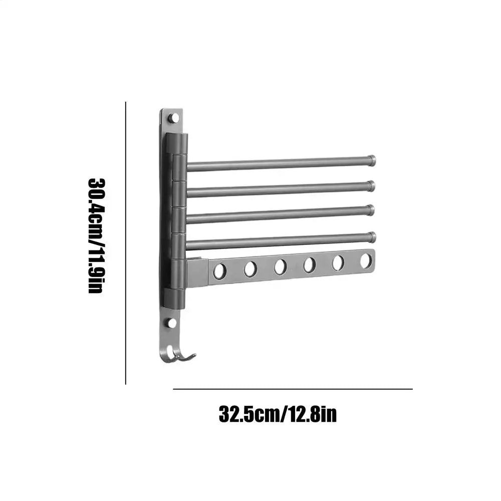 Towel Rack For Wall 4-Arm Swivel Towel Racks For Bathroom Swing Out Organizer Wall Mount Hanger For Laundry Room Shower Room Qme Gray China Mainland