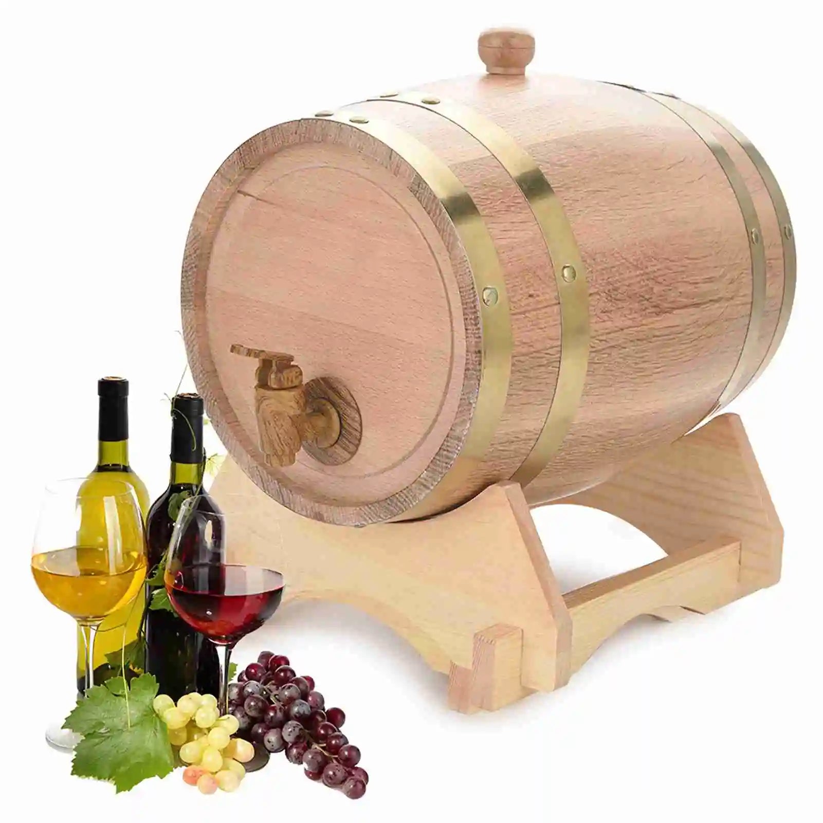 Barrel for Beer Oak Timber Wine Barrel Vintage Wood Oak Timber Wine Barrel for Beer Whiskey Rum Port Vintage 1.5/3/5/10L Qme