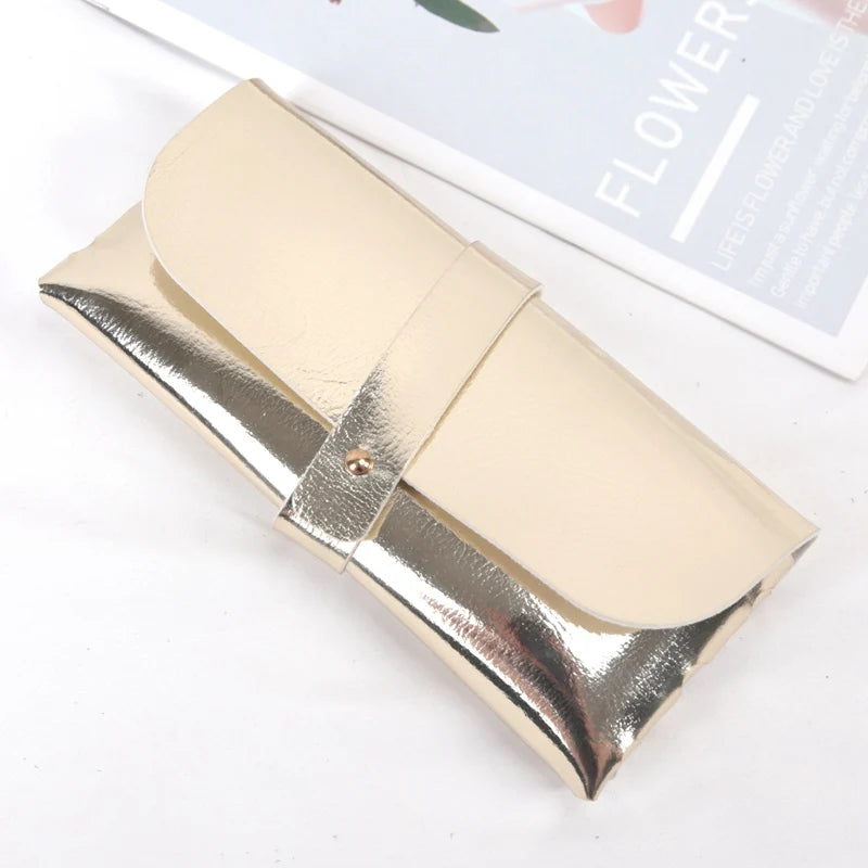 Soft Pu Leather Thick Glasses Bag Fashion Protective Case Women Men Qme Gold