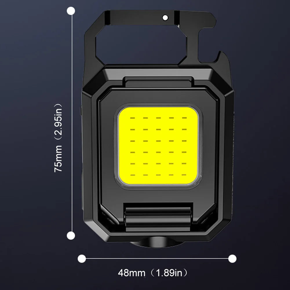 XPE Mini Keychain Light 1000LM COB LED Pocket Flashlight 800mAh Type-C USB Rechargeable IPX4 Waterproof Portable Outdoor Tool Qme