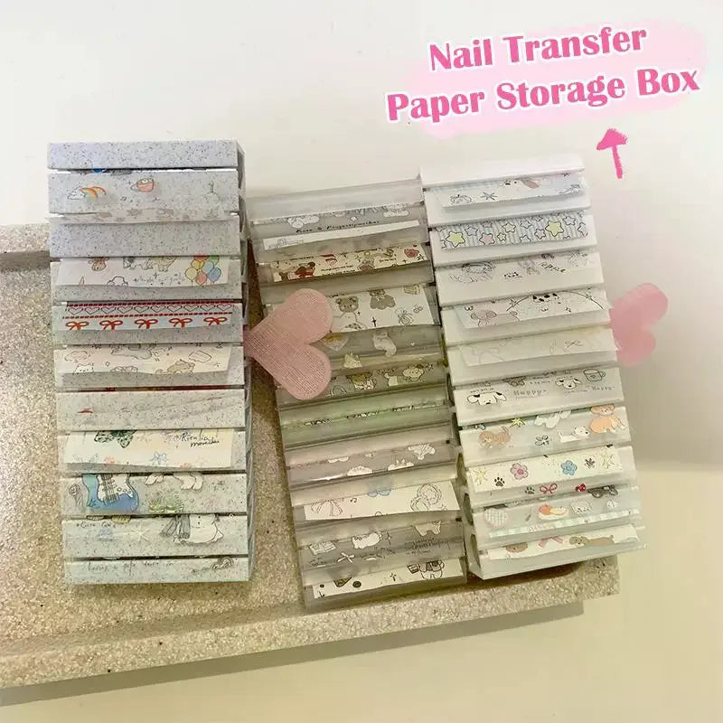 Portable Cartoon Nail Transfer Paper Storage Box Display Stand Qme