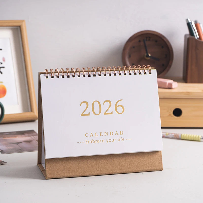 2026 Mini Desk Calendar Simple Creative Desktop Ornaments Calendar Plan Punch Card Calendar Notepad Calendar Anniversary Gift Qme White A