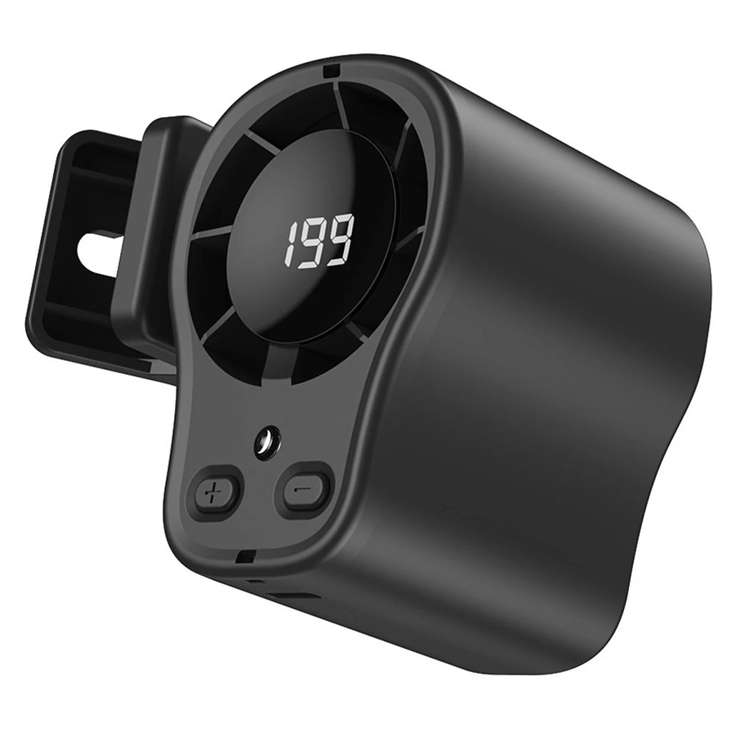 Semiconductor Cooling Car Fan USB Rechargeable Clip on Portable Desk Fans with LED Display 360 Rotation Quiet for Car Camping Qme black