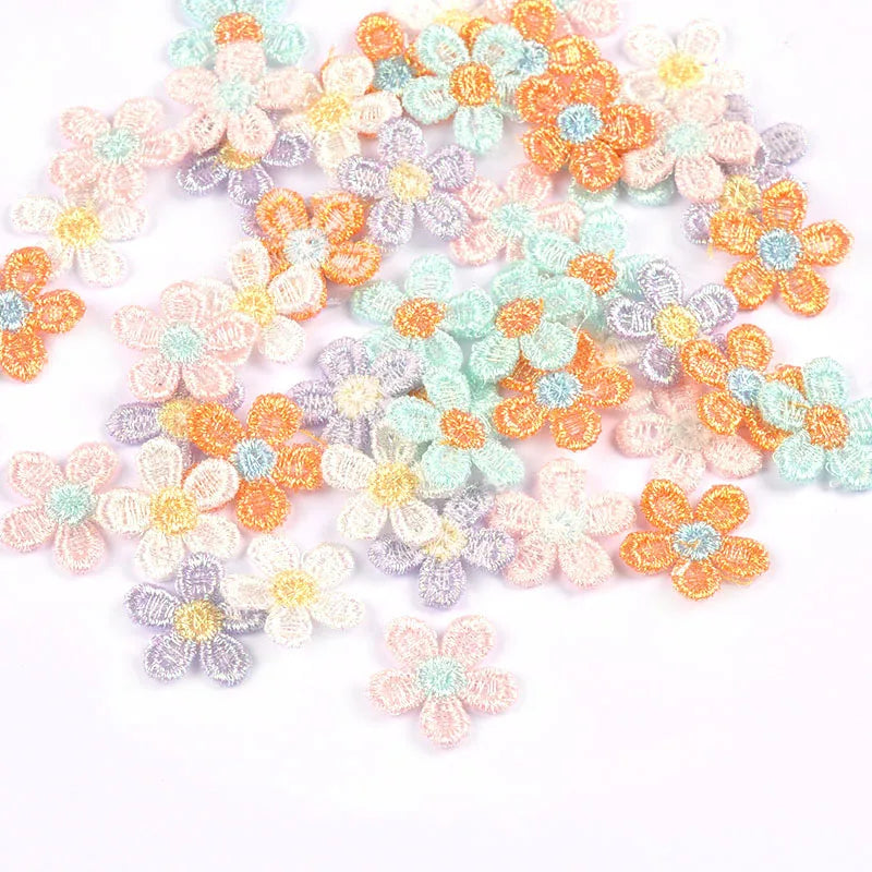30Pcs 21mm Random Mixed Colorful Flower Embroidered Appliques Patch For DIY Clothes Sewing Supplies Handmade Bag Hat Decor c3777 Qme