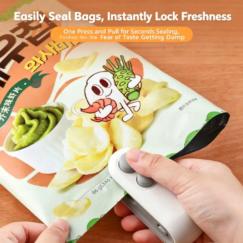 Mini Sealing Machine USB Rechargable Heat Sealer Storage Bag Plastic Package Food Sealer Clip Bag Handheld Food Heat Sealer Qme