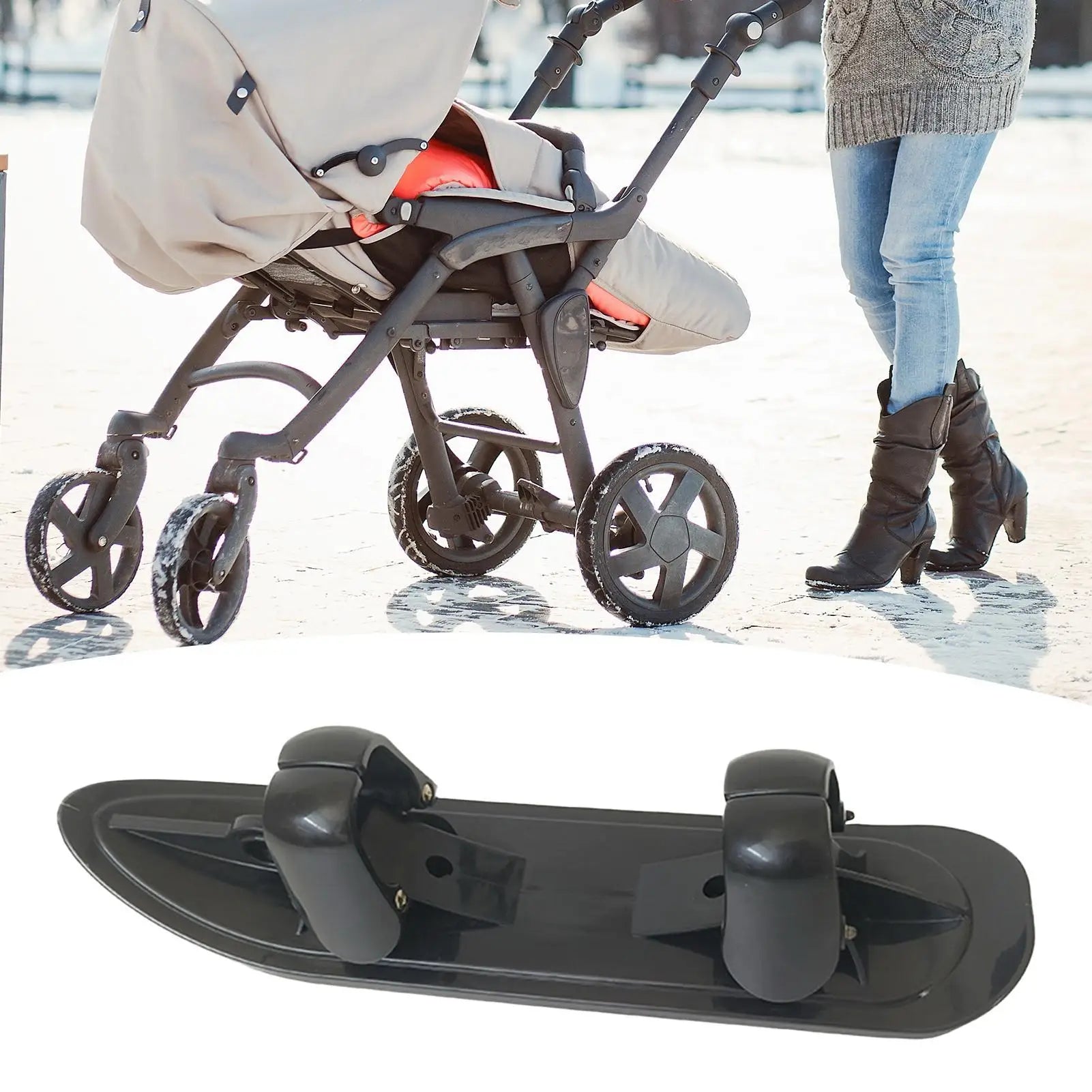 Stroller Skis 2 in 1 Outdoor Winter Snowboards Stroller Skis Glider Snowboards for Cycling Bicycle Jogging Sports Outdoor Paths Qme